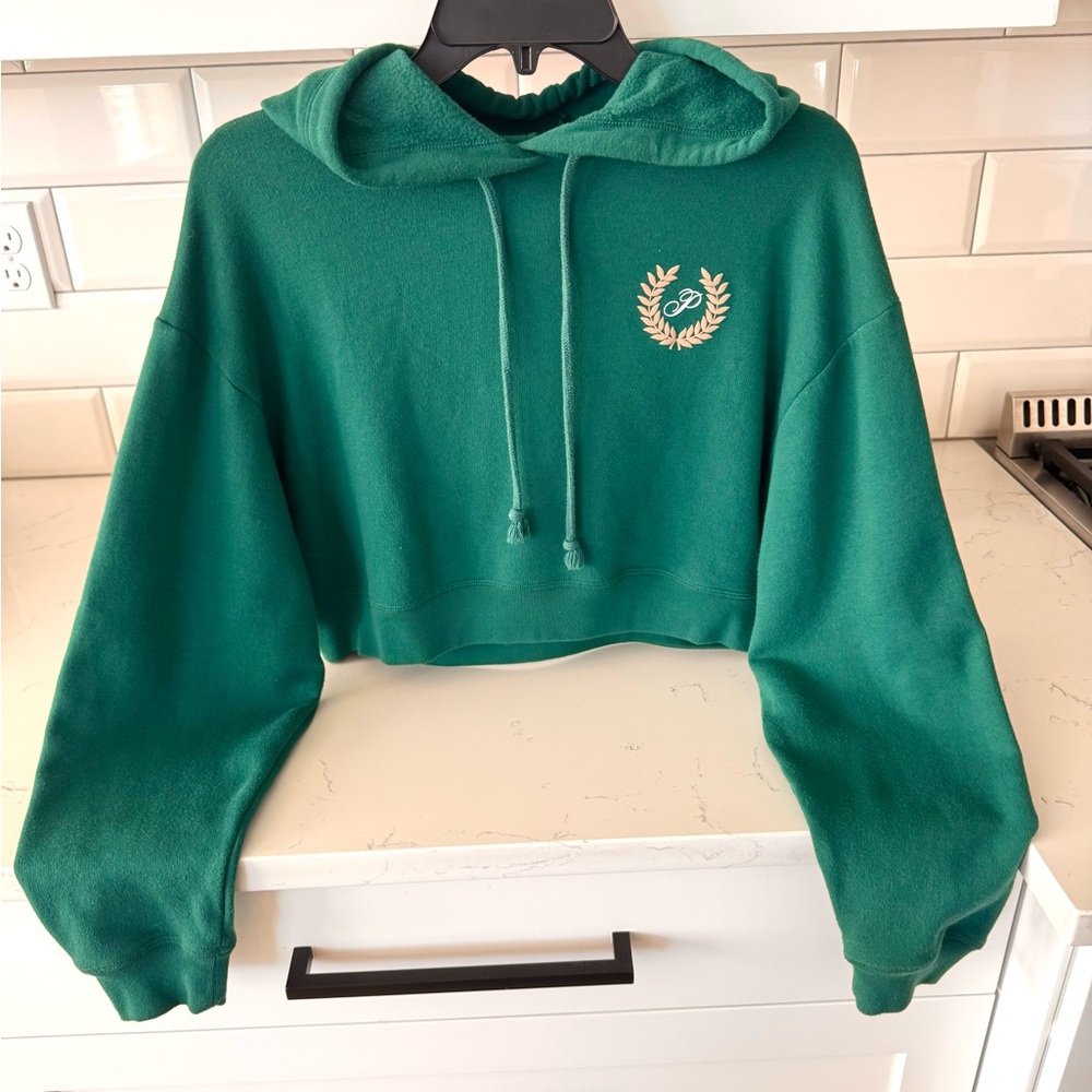 PINK Victoria's Secret Garnet Green Cropped Hoodie - Picture 4 of 6